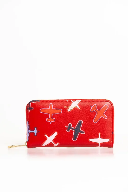 Trussardi Red Leather Women Wallet Trendy Handbags At Limited-Time Discounts