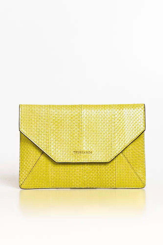 Trussardi Yellow Leather Women Clutch Affordable Luxury With Top-Quality Handbags
