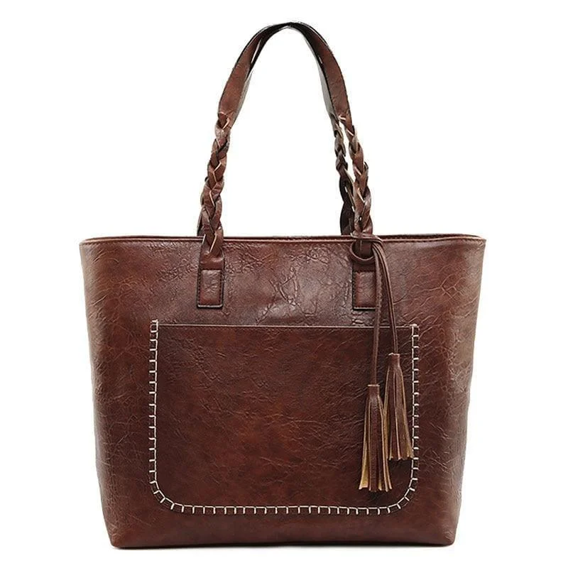 Vintage Handbag Women  Leather Shoulder Tote Bag Must-Have Bags With Big Savings