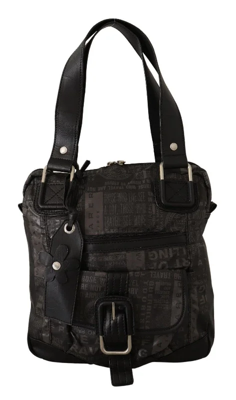 WAYFARER Chic Black and Gray Fabric Shoulder Handbag Timeless Bags, Flash Sale