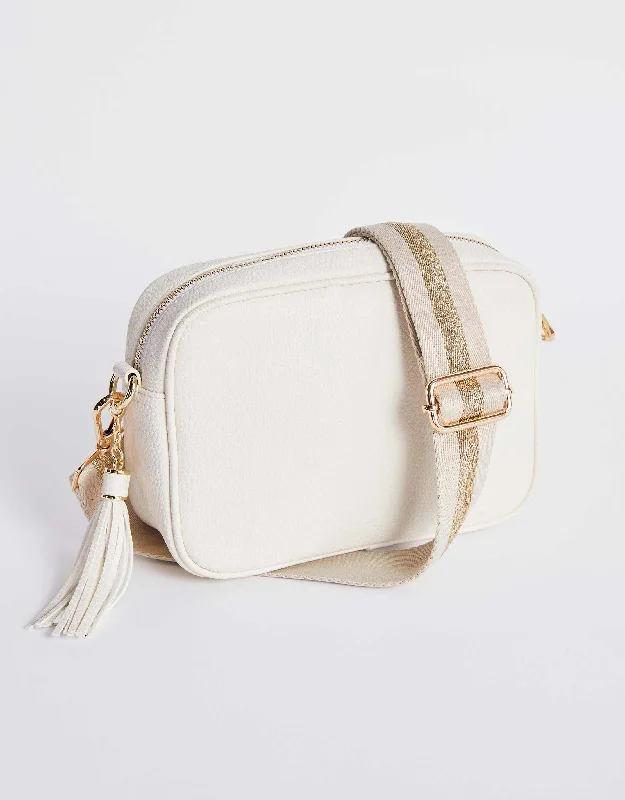 Zoe Crossbody Bag - Ecru/Natural/Gold Flash Sale On Designer Bags