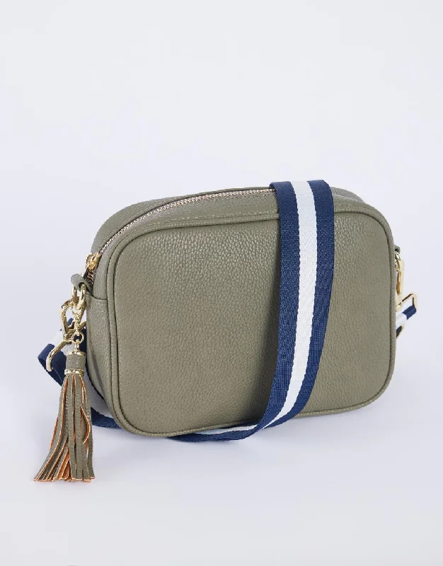 Zoe Crossbody Bag - Khaki/Navy White Stripe Flash Sale On Handbags