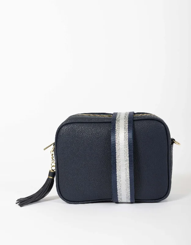 Zoe Crossbody Bag - Navy/Navy and Silver Stripe Best Bag Sale Of The Season