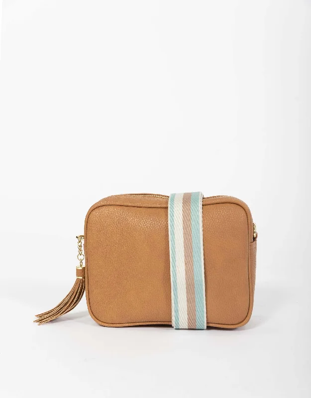 Zoe Crossbody Bag - Tan/Blue Stripe Affordable Elegance, Grab Yours