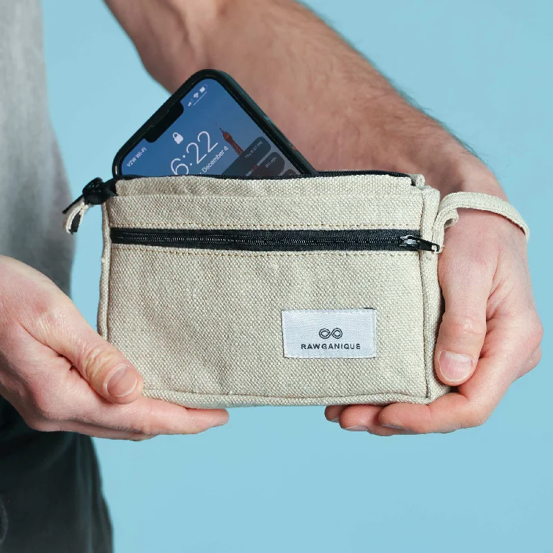 DUBLIN 3-in-1 100% Organic Hemp Pouch - Wristlet (7.25”x4.75”) Trendy Purses At Unbeatable Discounts