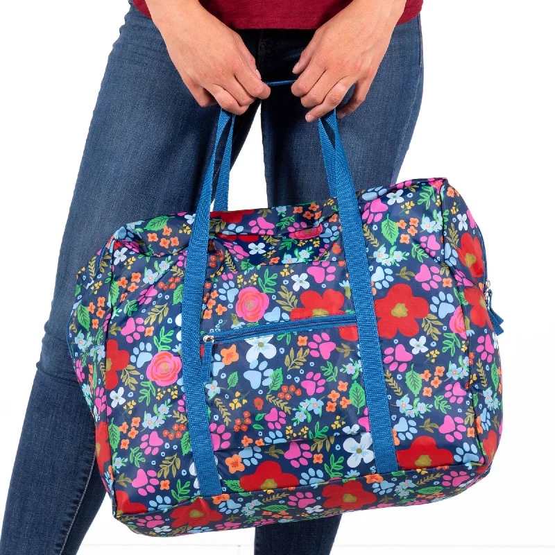 Field of Flowers Paw Print Packable Duffel Bag Classic Totes, Exclusive Deals