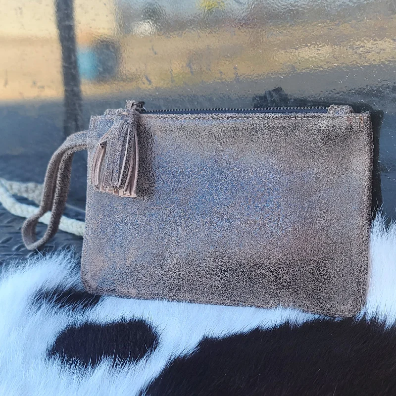 Brown Roughout Leather Wristlet Fashionable Bags At Must-Have Prices
