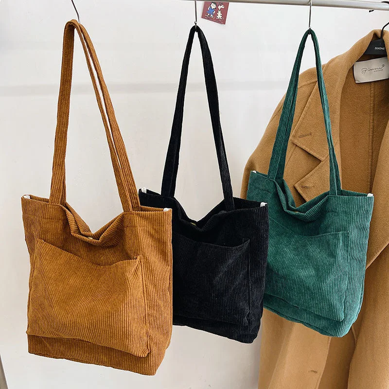 Cloth Fabric Handbag Solid Casual Tote Ladies Eco Shopping Bags korean canvas tote bag corduroy Flash Sale On Elegant Bags – Limited Stock Available