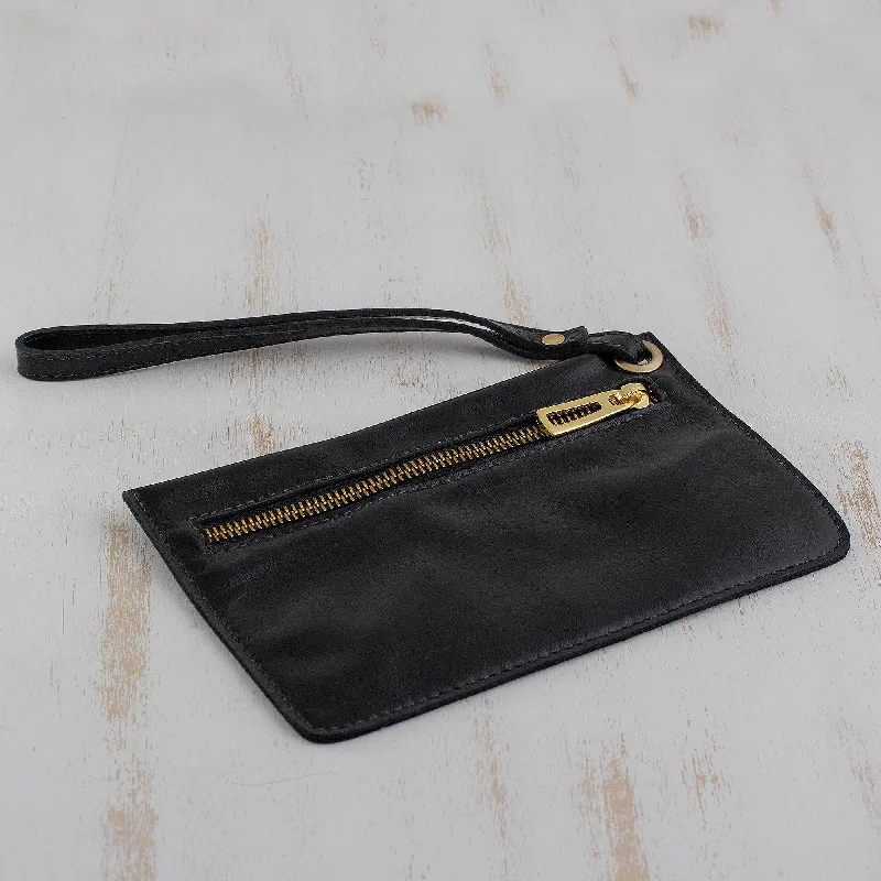 Dark Sophistication Handcrafted Black Leather Wristlet from Brazil Big Savings On Totes, Crossbody Bags, And More Dark Sophistication Handcrafted Black Leather Wristlet from Brazil Big Savings On Totes, Crossbody Bags, And More