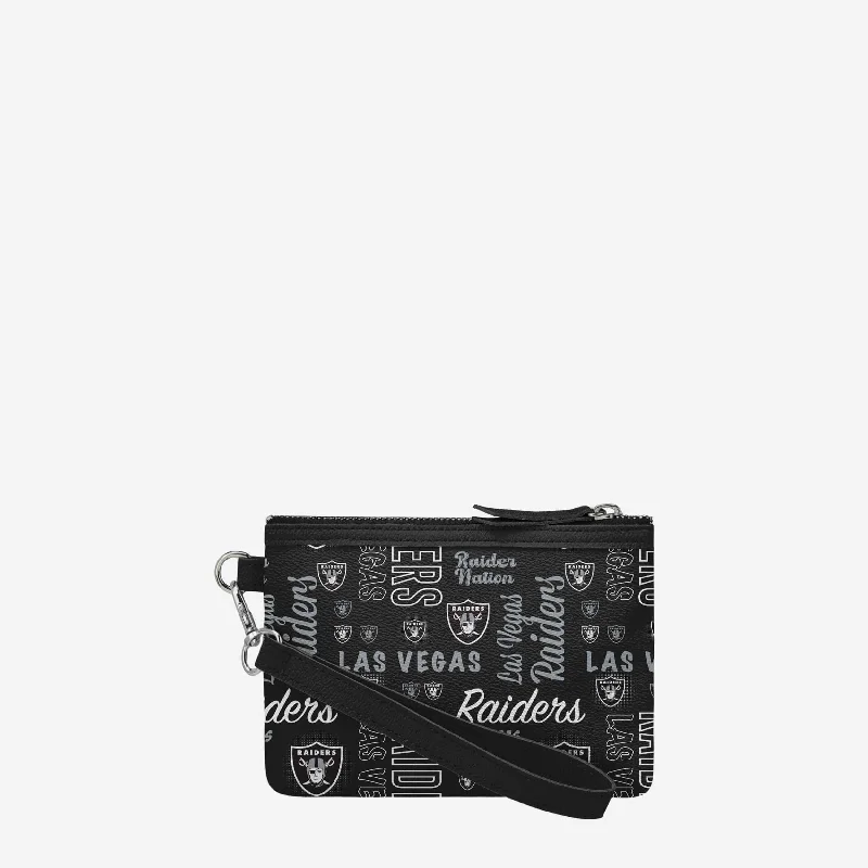 Las Vegas Raiders Spirited Style Printed Collection Repeat Logo Wristlet Designer Bags At Lower Prices Las Vegas Raiders Spirited Style Printed Collection Repeat Logo Wristlet Designer Bags At Lower Prices