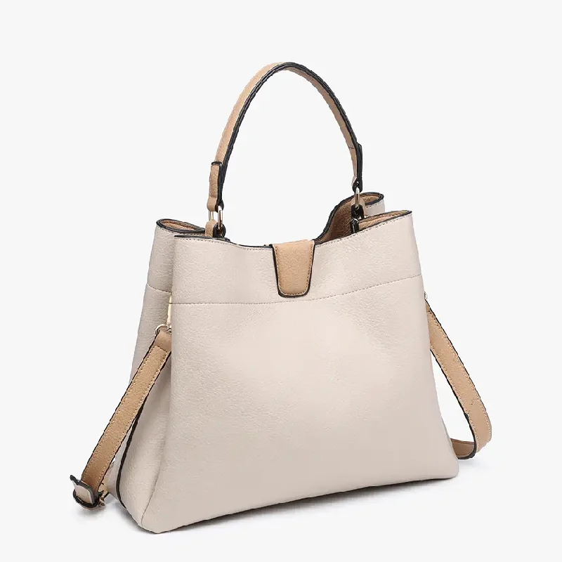 Tati Taupe-Beige Monogram Satchel Elegant Totes At Limited-Time Prices