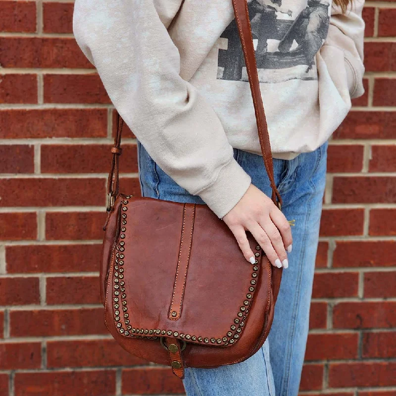 Spaghetti Western Messenger Bag W/ Studding Cognac Trendy Backpacks With Big Discounts Spaghetti Western Messenger Bag W/ Studding Cognac Trendy Backpacks With Big Discounts