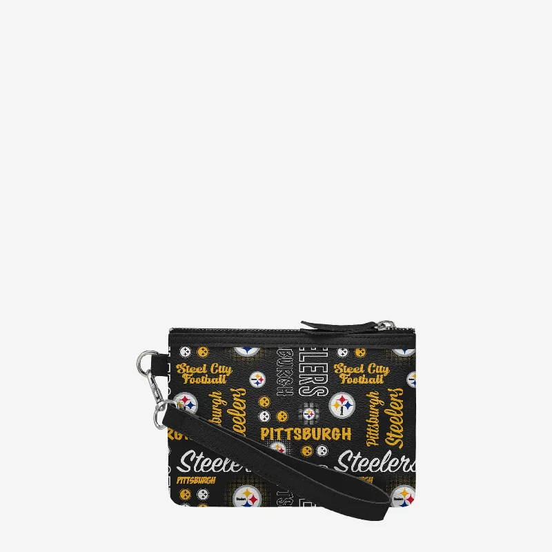 Pittsburgh Steelers Spirited Style Printed Collection Repeat Logo Wristlet Handbag Deals For Every Occasion Pittsburgh Steelers Spirited Style Printed Collection Repeat Logo Wristlet Handbag Deals For Every Occasion