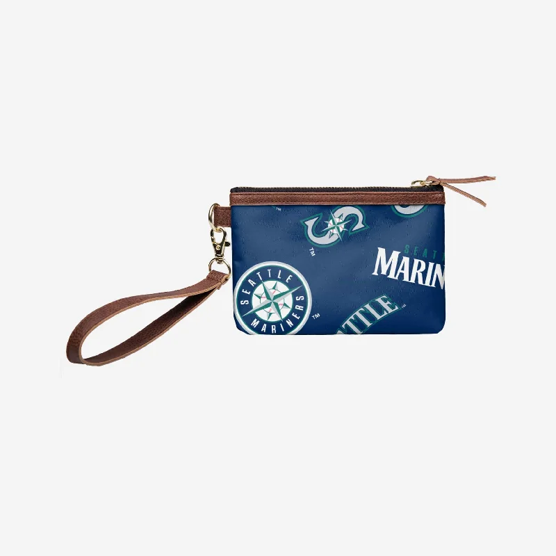 Seattle Mariners Repeat Logo Wristlet Fashion-Forward Bags At Limited-Time Offers