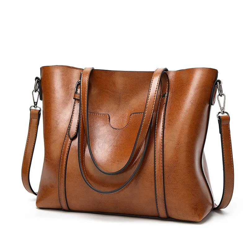 Women bag Oil wax Women's Leather Handbags Luxury Lady Hand Bags With Purse Pocket Women messenger bag Big Tote Sac Bols Your Perfect Bag At The Perfect Price