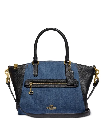 Style Upgrade Coach Denim & Leather Blocked Elise Satchel Flash Sale On Designer Bags